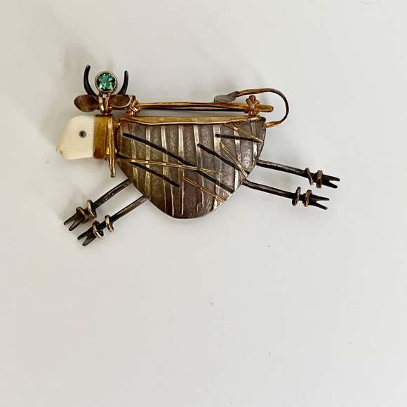 Carolyn Morris Bach Pin Brooch 18K and Sterling Silver - Picture 3 of 11